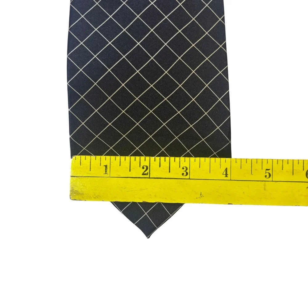 Polo Ralph Lauren Men's Necktie Black Grid‎ Pattern Formal Career Tie VTG